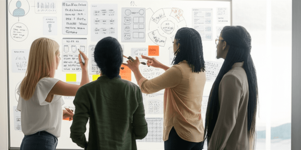 Agile team working together